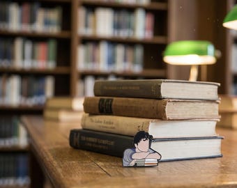 Contemplating Reader Enamel Pin