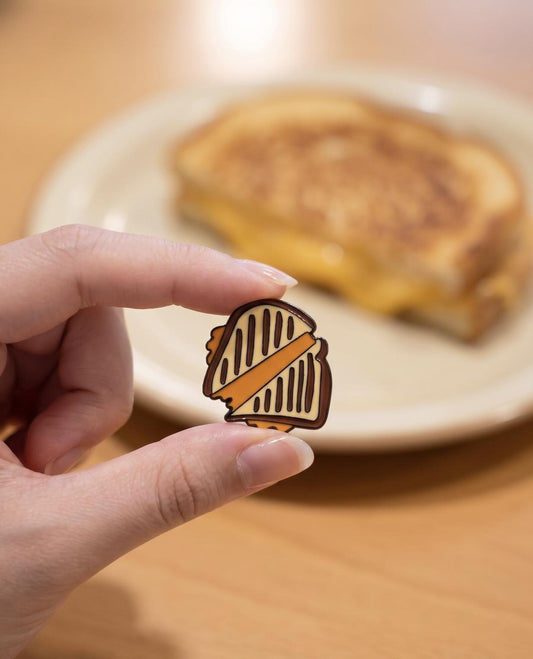 grilled cheese pin, foodie gift, comfort food pin, cute food pin, food lover gift, kawaii food pin, sandwich pin, funny food pin, backpack pin, hard enamel pin, quirky gift, gift for friend, chef gift