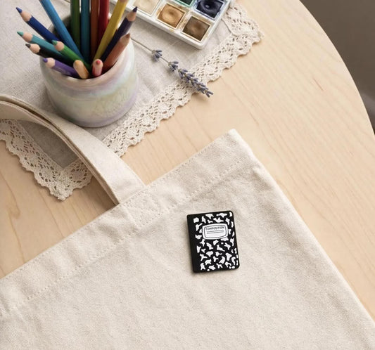 Composition Notebook Enamel Pin, Cute Stationery Lapel Pin, Journaling Aesthetic Badge, Dark Academia Writer Gift, Student Backpack Flair