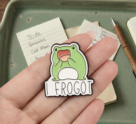 Funny Frog Enamel Pin, I Frogot Meme Lapel Pin, Cute Relatable Froggy Badge, Kawaii ADHD Gift, Quirky Backpack Flair, Gift for Best Friend