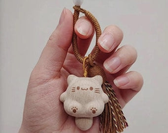 Handmade Wooden Cat Charm