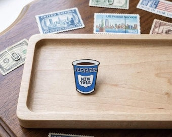 NYC Blue Coffee Cup Enamel Pin