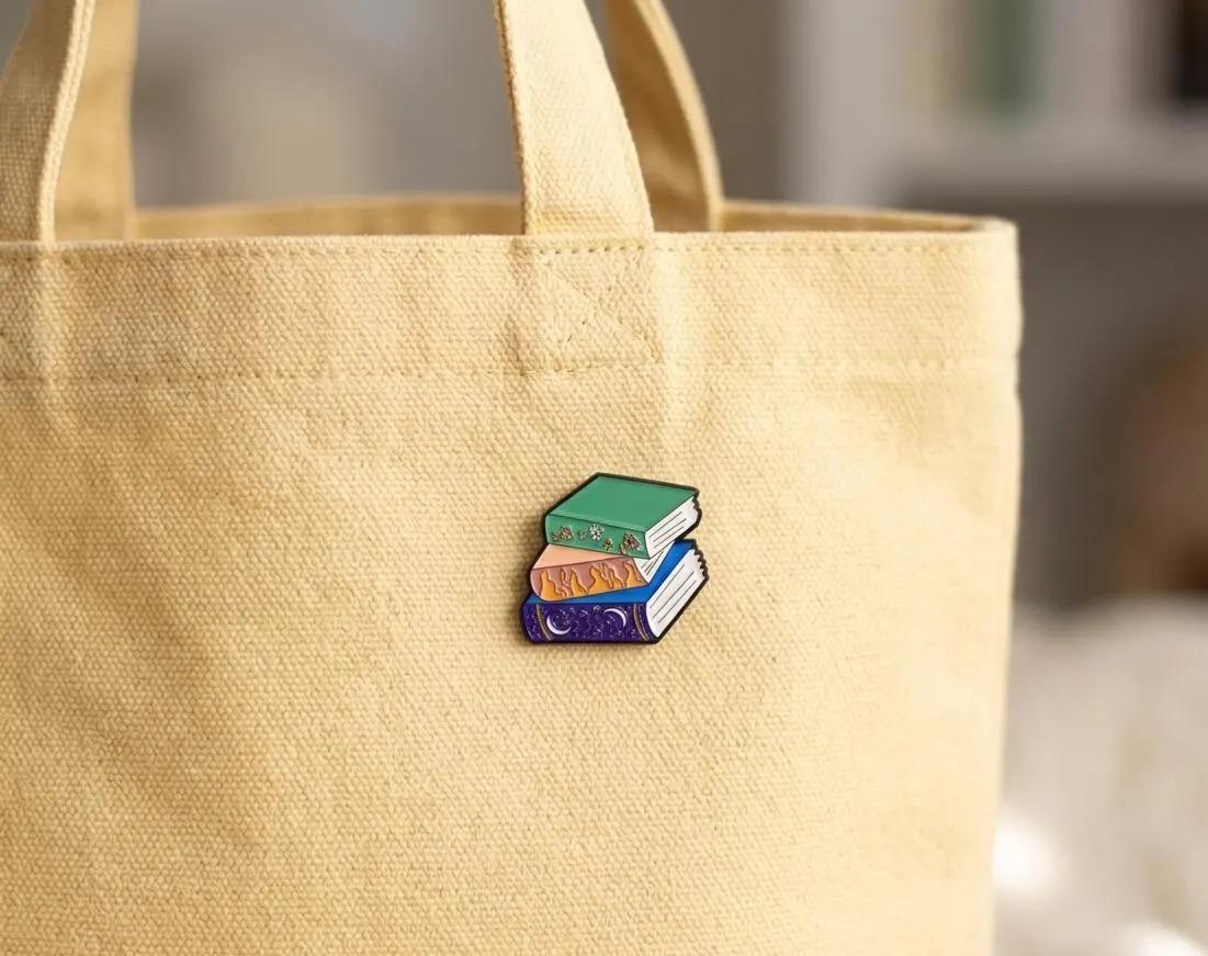 Colorful Book Pile Enamel Pin - Cute To be Read Book Pin, Bibliophile Gift for Readers, Bookish Accessories, Book Lover Gifts, Bookworm gift