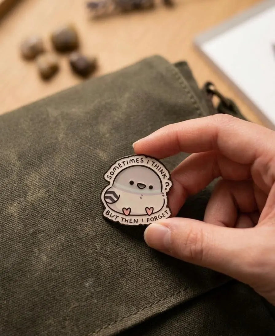 Funny Pigeon Enamel Pin, Forgetful Bird Pin, Witty Relatable Pin, Cute Collectible, Small Gift for Friend, ADHD Pin, Collectable Pins